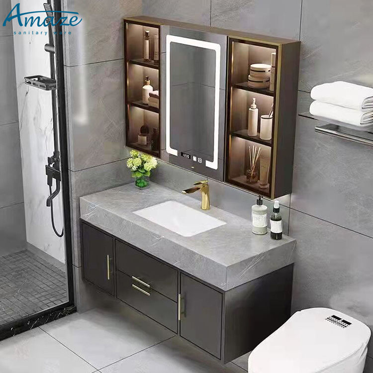 Home Bathroom Ware - ตู้ห้องน้ำคุณภาพสูง เฟอร์นิเจอร์ในบ้าน ตู้แขวนผนังไม้อัด พร้อมอ่างเซรามิก