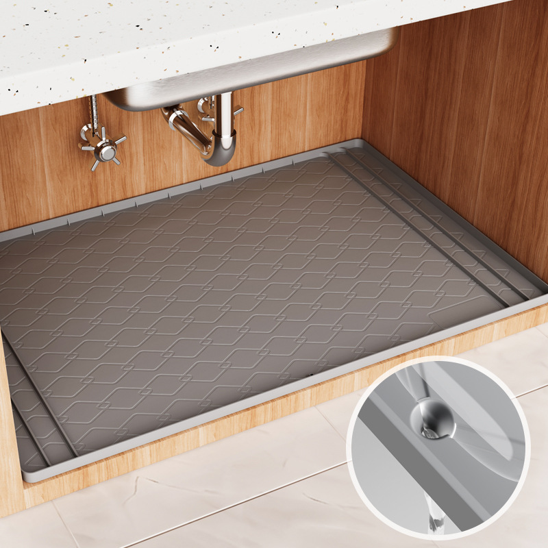 Home Essentials Bathroom Cabinet - แผ่นรองซิลิโคนใต้ซิงค์ อุปกรณ์จำเป็นในครัว, แผ่นรองชั้นวางของ ป้องกันตู้, อุปกรณ์จัดระเบียบบ้าน, กันน้ำสำหรับห้องน้ำ