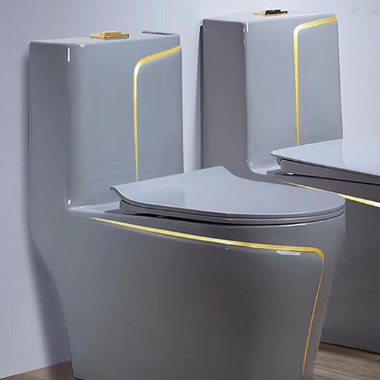 Home Bathroom Ware - โถสุขภัณฑ์เซรามิกสีเทาแบบชิ้นเดียว ดีไซน์แบบ S-Trap ทนทาน ใช้ในห้องน้ำที่บ้าน ราคาประหยัด