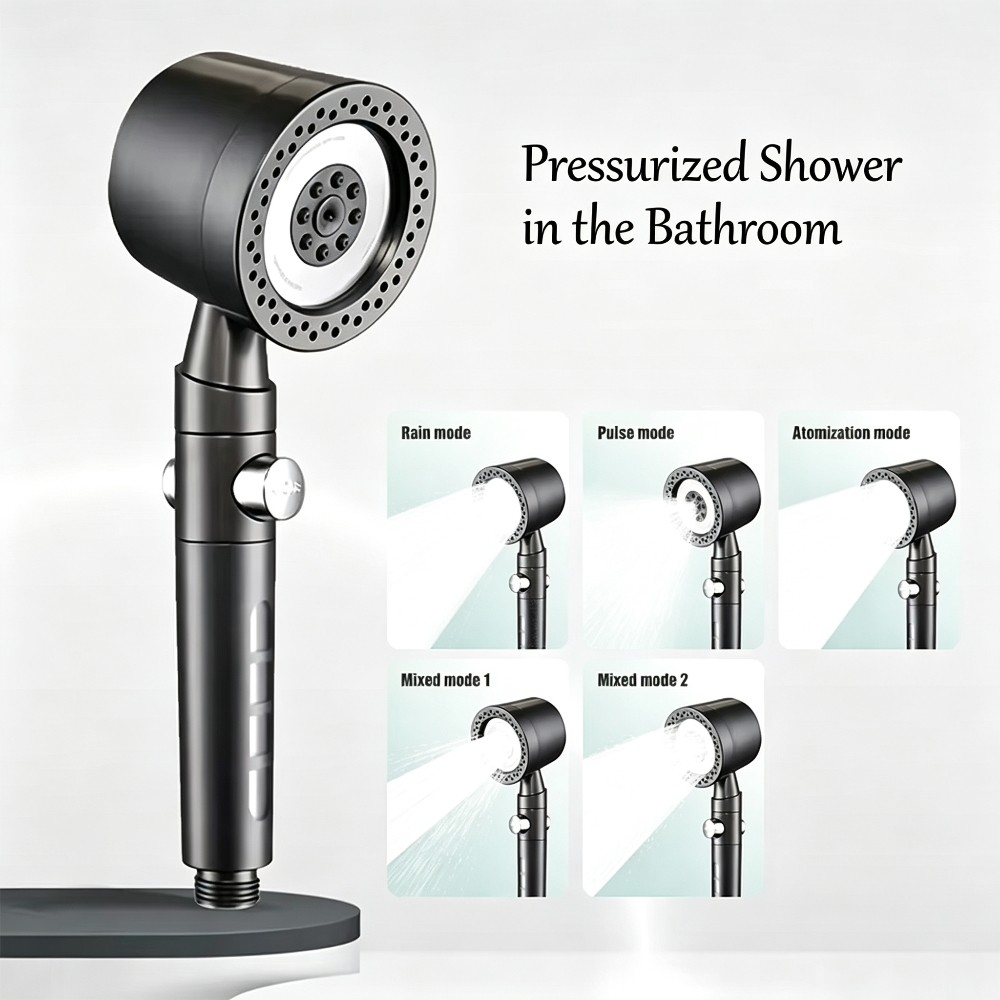 Home One Bathroom Accessories - หัวฝักบัวแรงดันสูงแบบมือถือ ดีไซน์ประหยัดน้ำ พร้อมสวิตช์เปิด/ปิดแบบปุ่มเดียว ทนทานสำหรับห้องน้ำ อุปกรณ์เสริมสำหรับฝักบัวในบ้าน