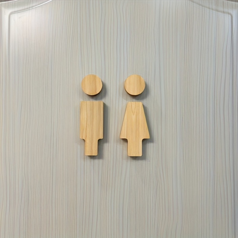 Home Bathroom Equipment - ป้ายห้องน้ําไม้ 2 ชิ้นสําหรับประตูห้องน้ําชายและหญิงเหมาะสําหรับบ้านและสํานักงานอุปกรณ์ห้องน้ํา