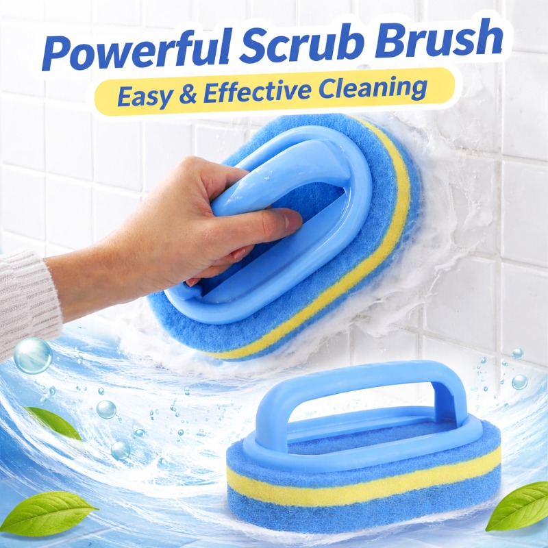 Home Bathroom Products - แปรงทำความสะอาดในครัวเรือนพร้อมด้ามจับ ฟองน้ำขัดหนาสำหรับล้างจาน ห้องน้ำ อ่างอาบน้ำ อุปกรณ์ทำความสะอาดที่ทนทานสำหรับบ้าน