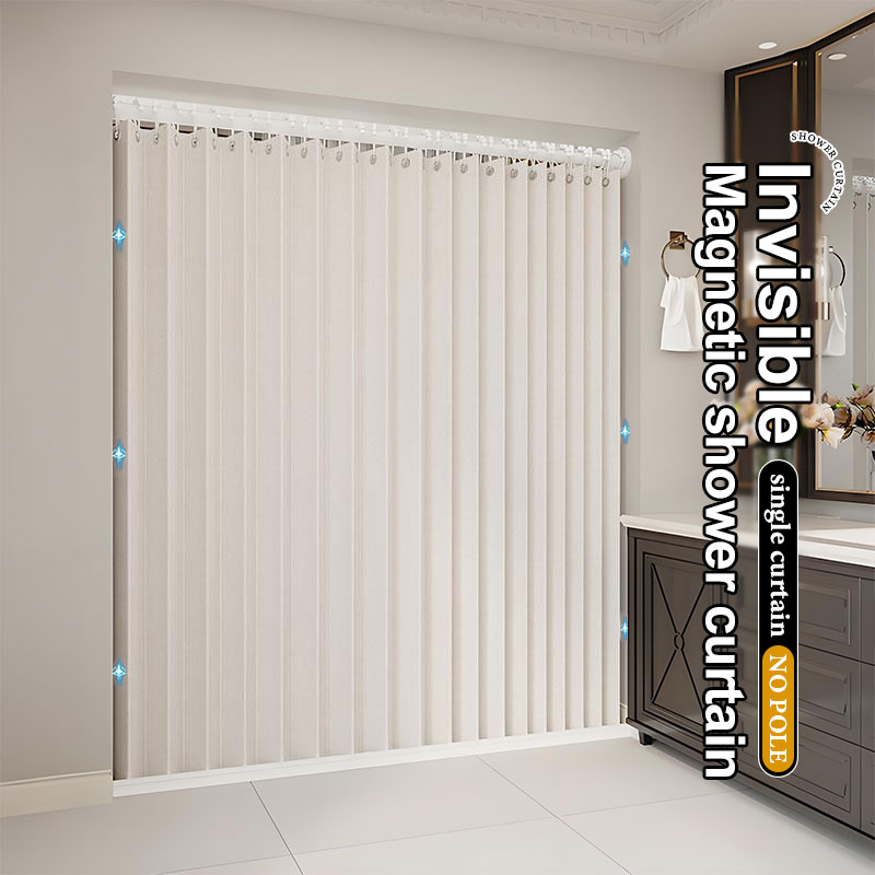 Home Bathroom Products - ม่านประตูพับได้ ป้องกันความชื้น ทนต่อเชื้อรา แยกส่วนแห้งและเปียก พร้อมตะขอสำหรับประตูห้องน้ำ ห้องซักรีด