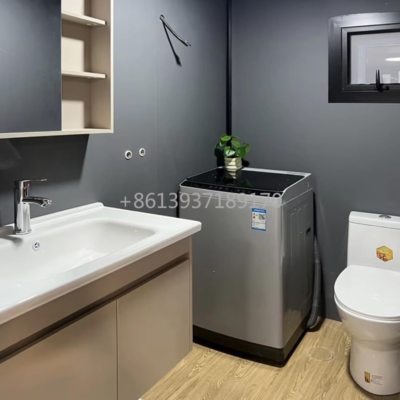 Tiny Home Bathroom Layout - บ้านเคลื่อนที่แบบขยายได้ บ้านสำเร็จรูปจากตู้คอนเทนเนอร์สำหรับขาย 2 ห้องนอน ห้องน้ำ และห้องครัว