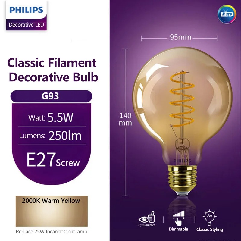 หลอดไฟ LED Philips รุ่น G93 Cl - Philips Bulb Led Classic บทวิจารณ์และราคา
