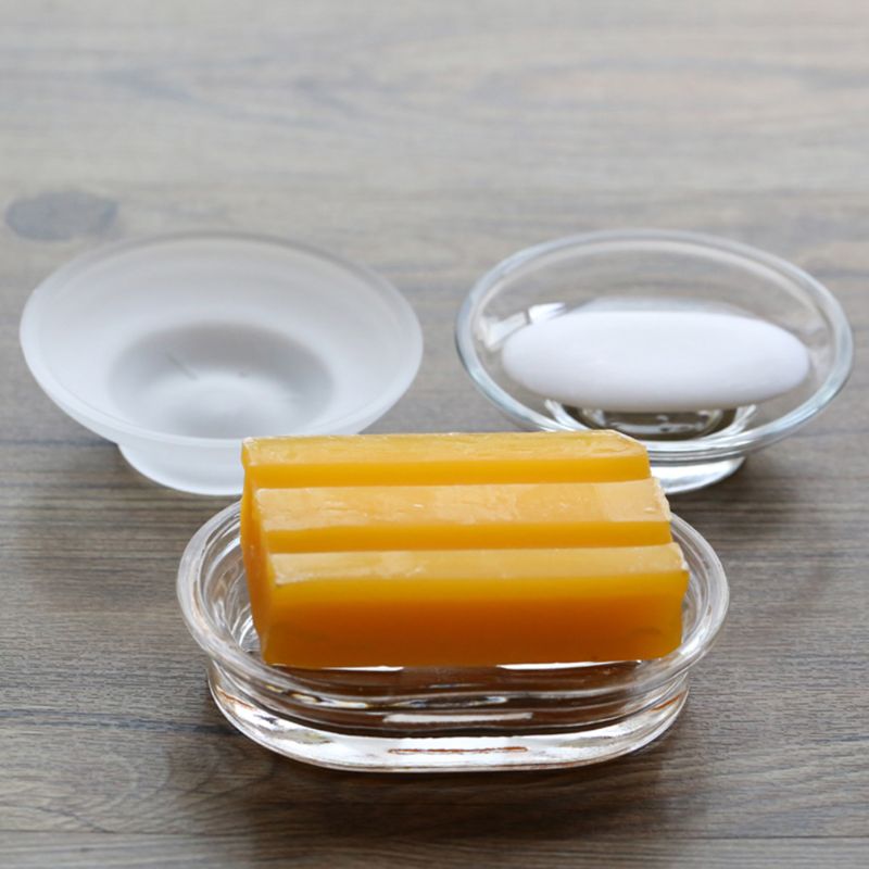 2022ใหม่สบู่จานรอบเก็บแก้วใสผู - Glass Soap Dish บทวิจารณ์และราคา