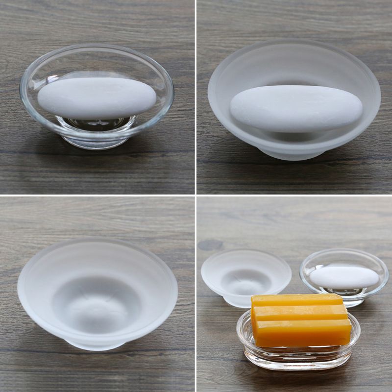 2022ใหม่สบู่จานรอบเก็บแก้วใสผู - Glass Soap Dish บทวิจารณ์และราคา